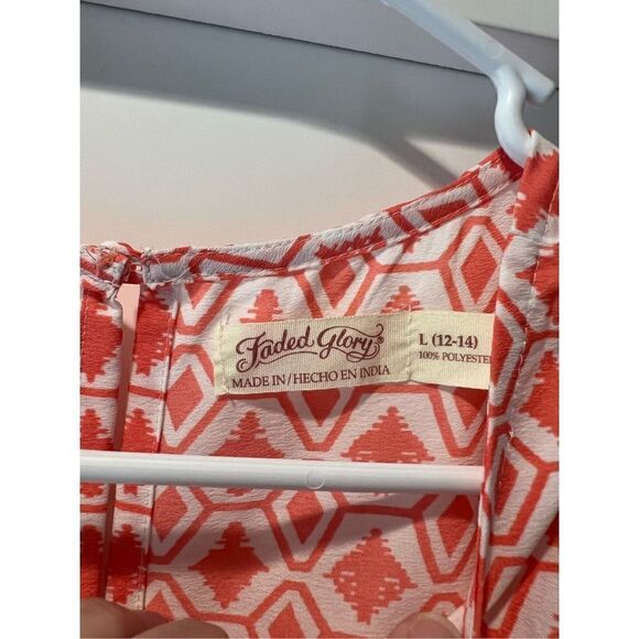 Faded Glory Orange and White patterned tank top size L - Picture 2 of 5